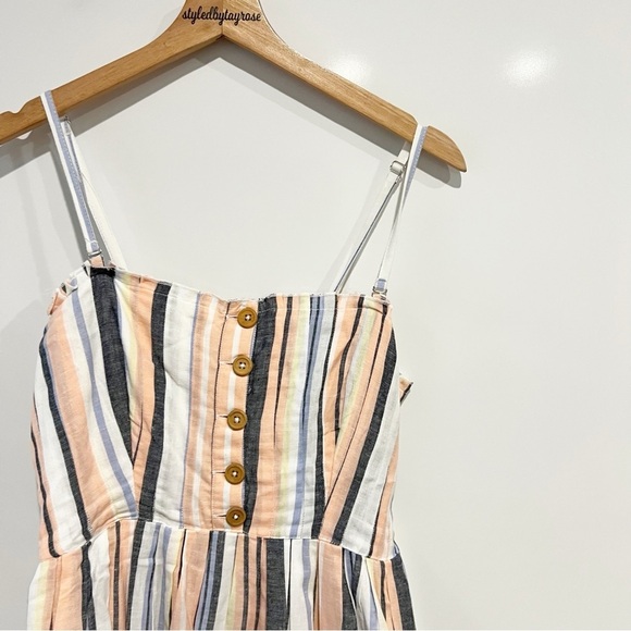 Free People Lilah Multi Striped Pleated Midi Dress - Picture 10 of 13